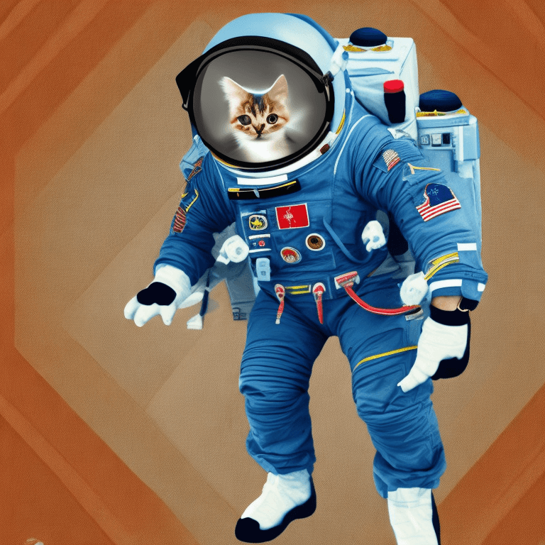 AI generated: Ralistic, ((Masterpiece, best quality)), cute cat in astronaut suite space, england flag, Ultra-High...