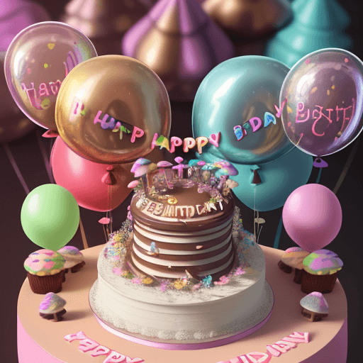 AI generated: a 3d illustration of an image of a birthday with   happy birthday CARMELITA text and balloons, gift,...