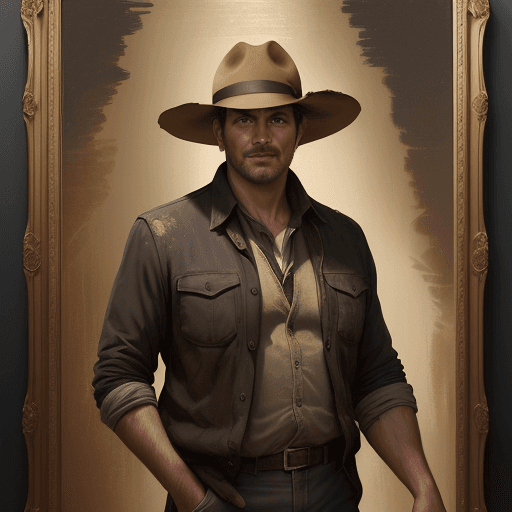 AI generated: new art : a 40 years old man with archaeologist clothes. satara by johnny taylor, in the style of br...