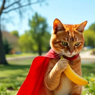 AI generated video: Cat peeling banana 