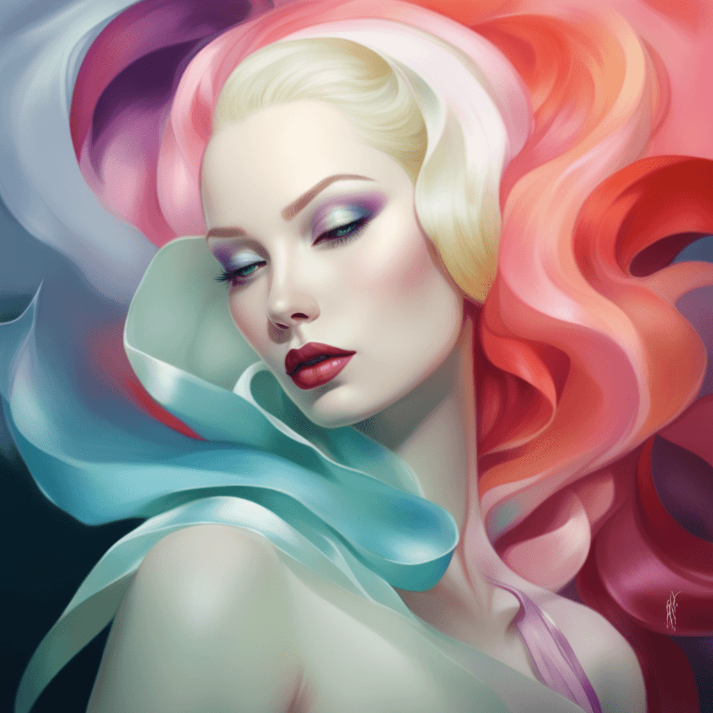 AI generated: painting of a woman with a colorful hair and makeup, airbrush digital art, glossy digital painting, ...