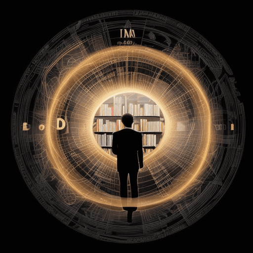 AI generated: logo of a bookstore. The idea is a person who, upon reading the book, changes his life so that he al...