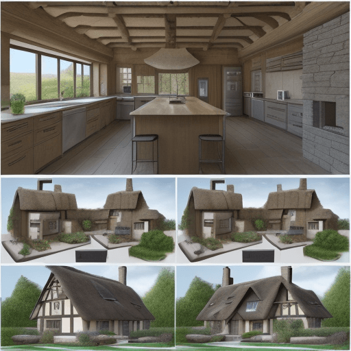 AI generated: A digital architectural blueprint of a modern  house, with comprehensive labeled sections and descri...
