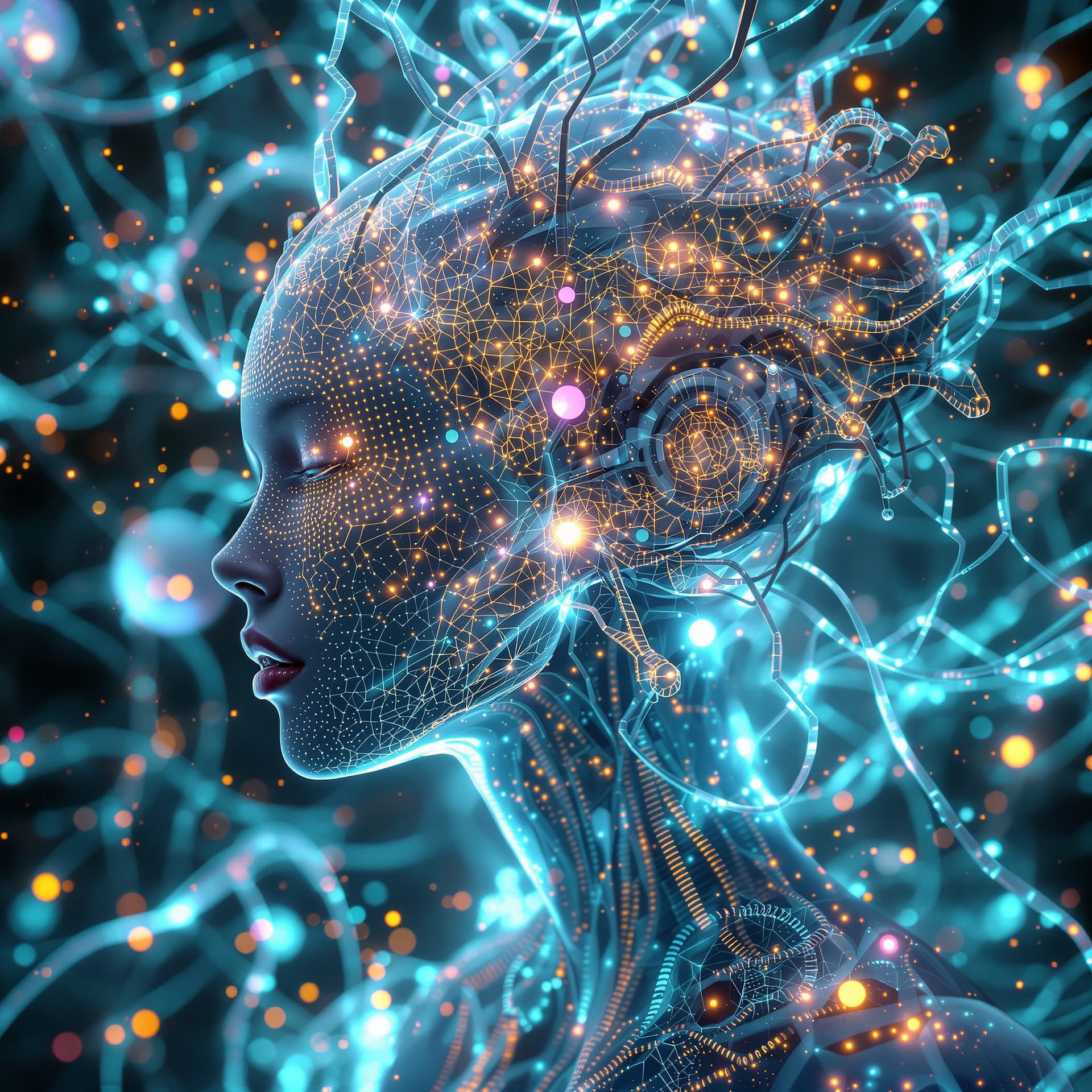 AI generated: Psychedelic, surreal, highly creative.A stunning illustration of an ethereal neural network organism...