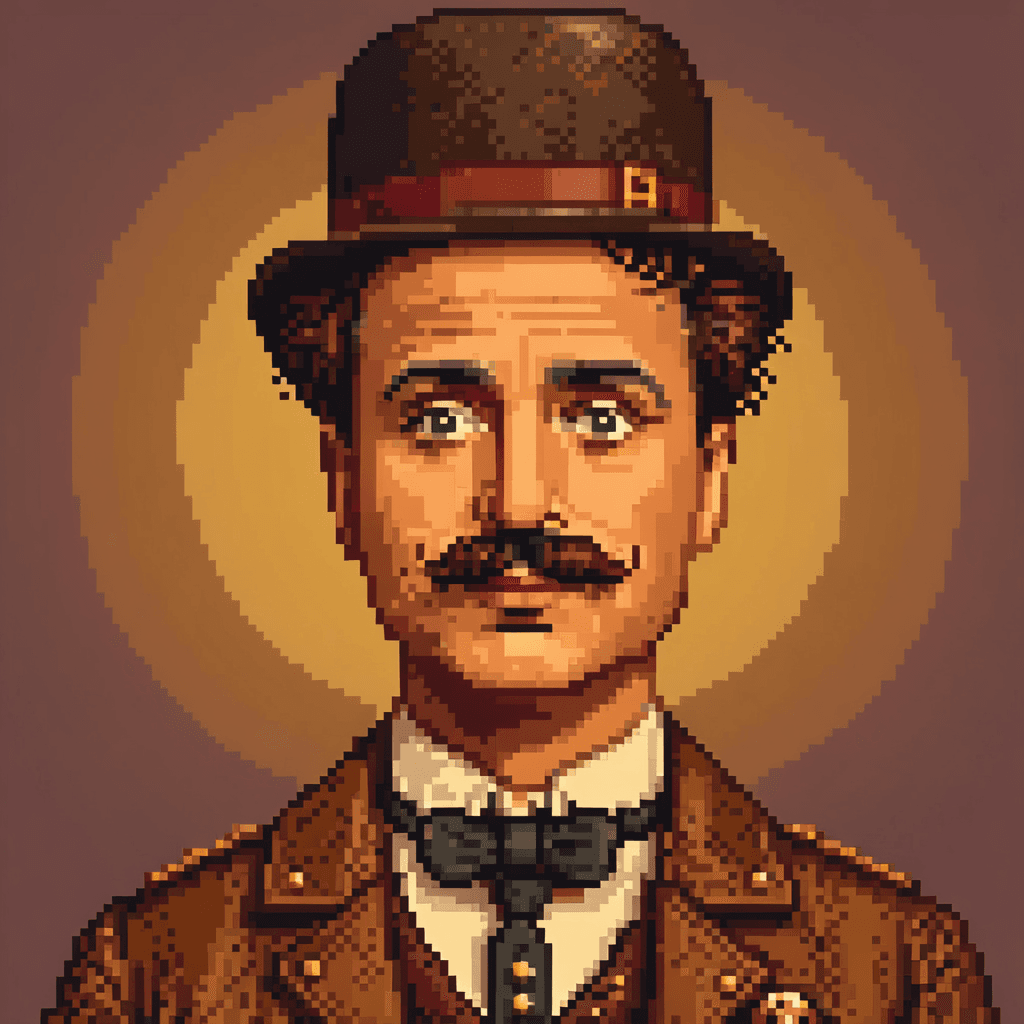 AI generated: Protrait of Charlie Chaplin as  rural hipster, icon Charlie Chaplin moustache, leatherjacket, steamp...