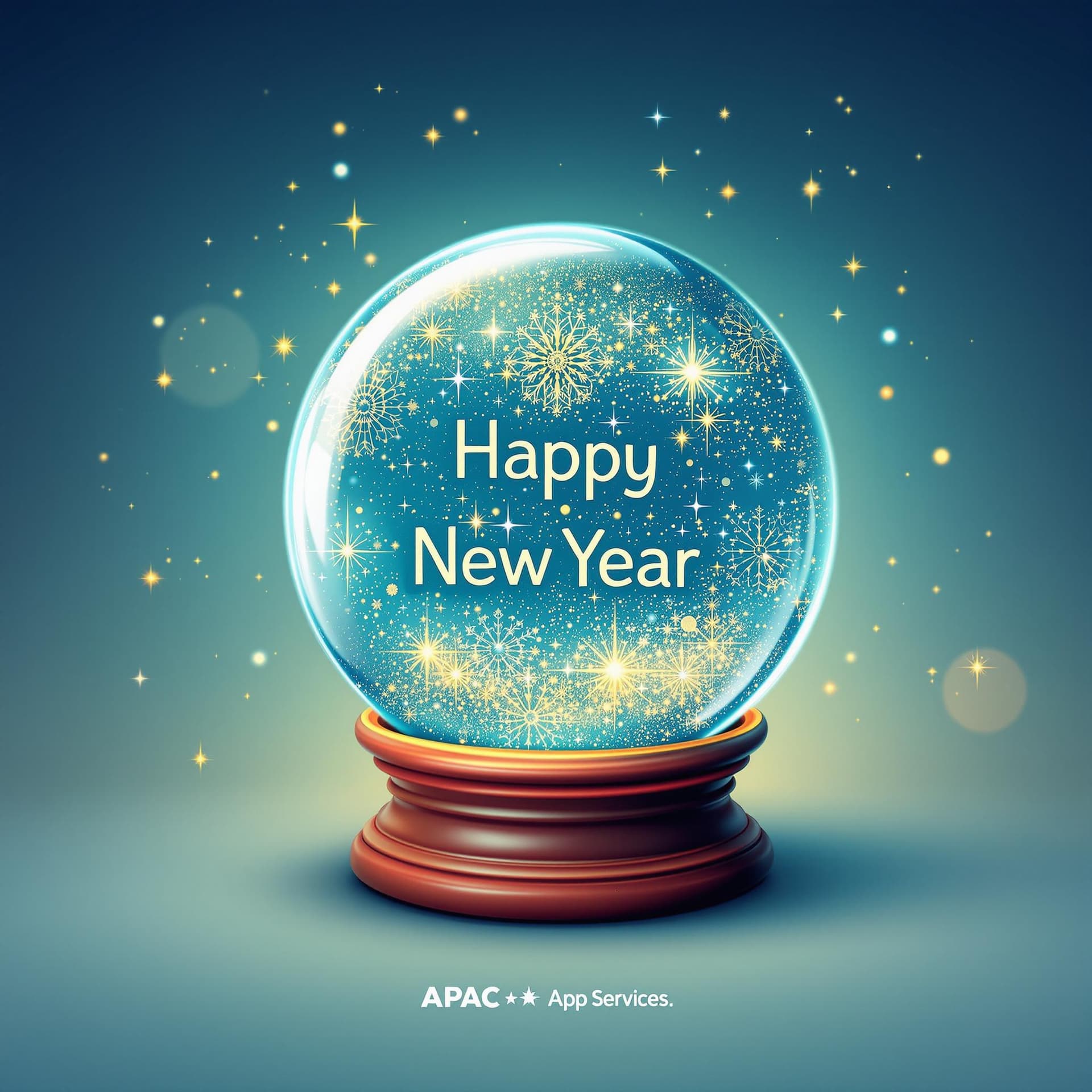 AI generated: a magic ball, it contains a whole world of New Year's magic, with two lines of sentences in the midd...