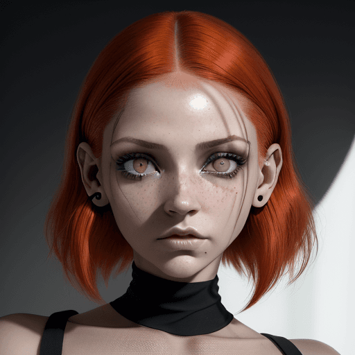 AI generated: Foto de una chica ultra realista, con cabello color pelirrojo, cabello corto, con 
 auriculares blan...