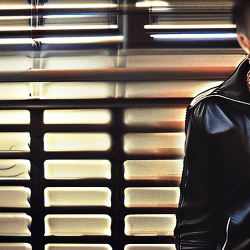 AI generated: a photo of a man in a leather outfit on a subway, ,evalyn_noexist