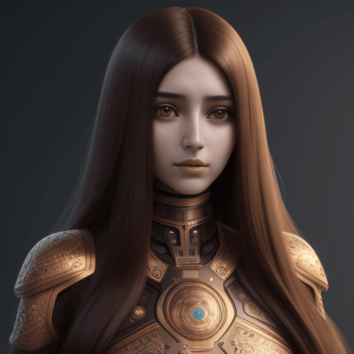 AI generated: Android, Turkish woman, withroboticparts, long brown hair, Intricate details, 8 k, 