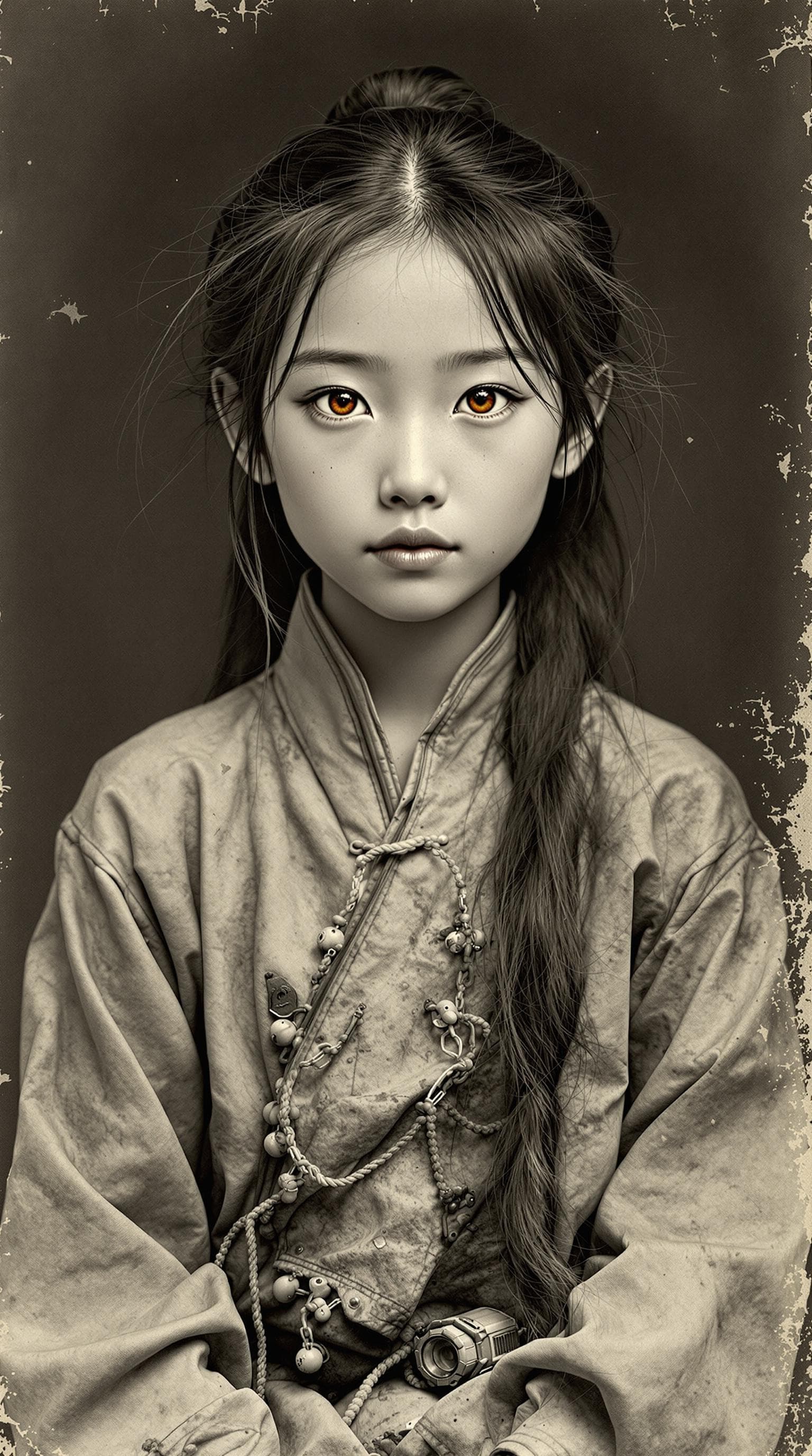 AI generated: a professional vintage black and white photo (paper has aged over time), of a exceptionally of the m...