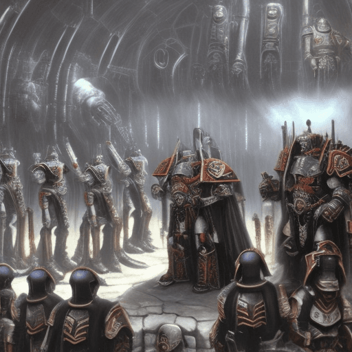 AI generated: Warhammer 40000 futuristic techno christ disciples, living, photorealistic