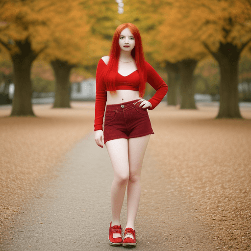 AI generated: full body photo of a 20 years old girl, red haired