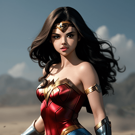 AI generated: selena gomez as wonder woman