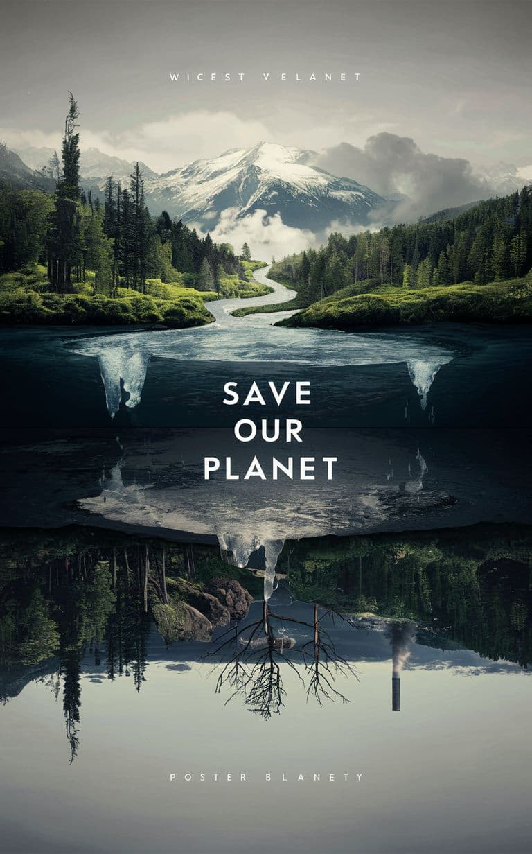 AI generated: Create a poster for an environmental awareness campaign called "Save Our Planet," featuring a striki...
