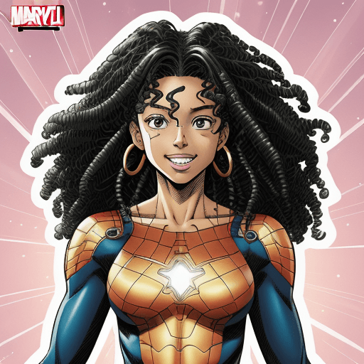 AI generated:  a 20 years old mixed girl light skin with long curly hair beautiful face wearing a superhero suit  ...