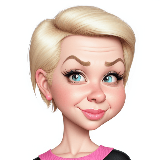 AI generated: Caricatures pencil drawing, cute woman, color pencils, in the style of Pixar, hilariously funny, exa...