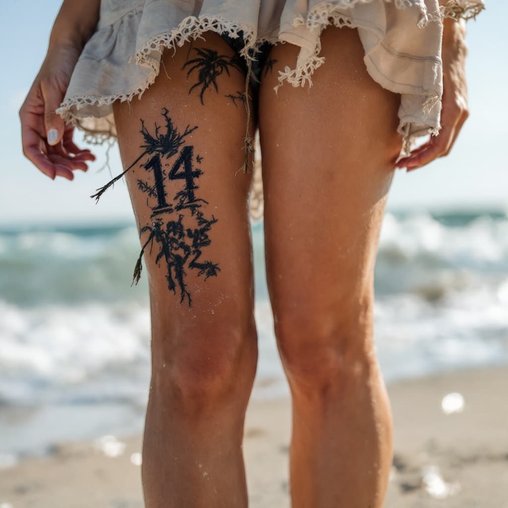 AI generated: 14 years old girl in beach legs
 
 