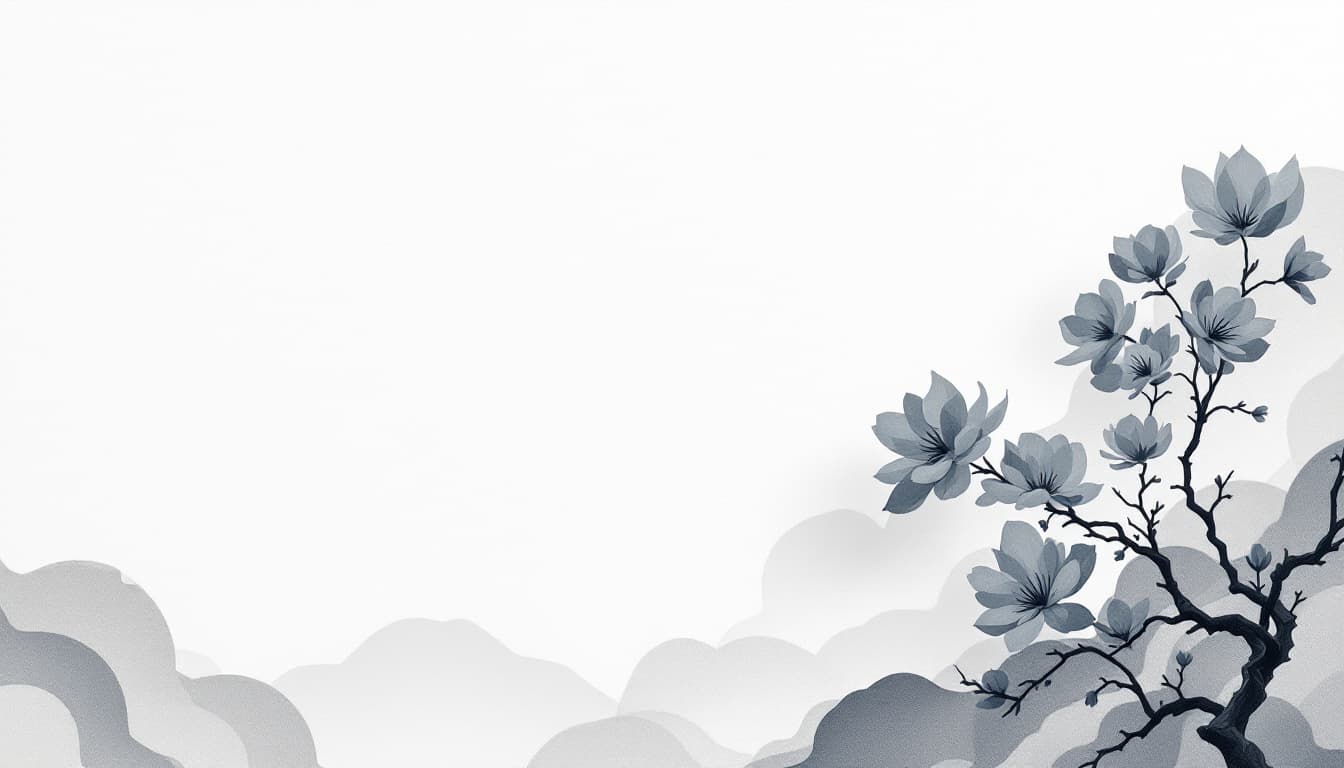 AI generated: Design a pure white minimalist PowerPoint background with subtle Chinese aesthetic elements Base Des...