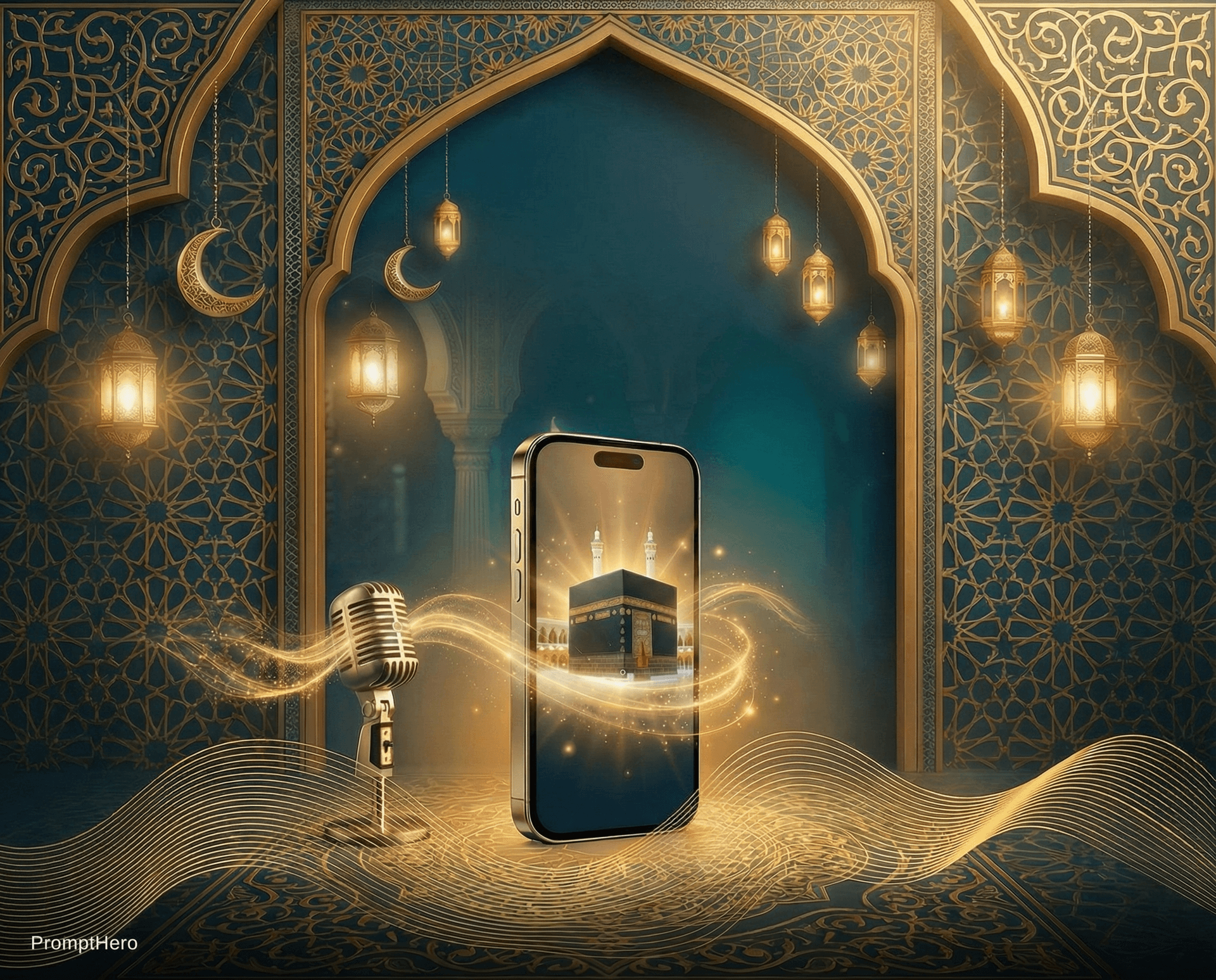 AI generated: أريد مسح جميع الخطوط 
وأريد خلفية تعكس أجواء رمضان 
التصميم خاص ببودكاست دروس دينية 
الخلفية يجب أن ...