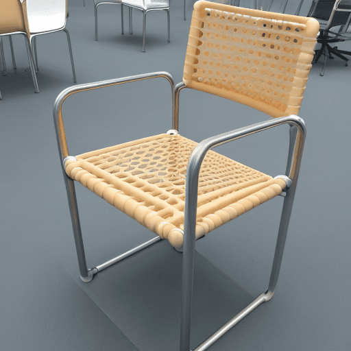AI generated: chair, tubular structure, crossed structure. Confy look, 