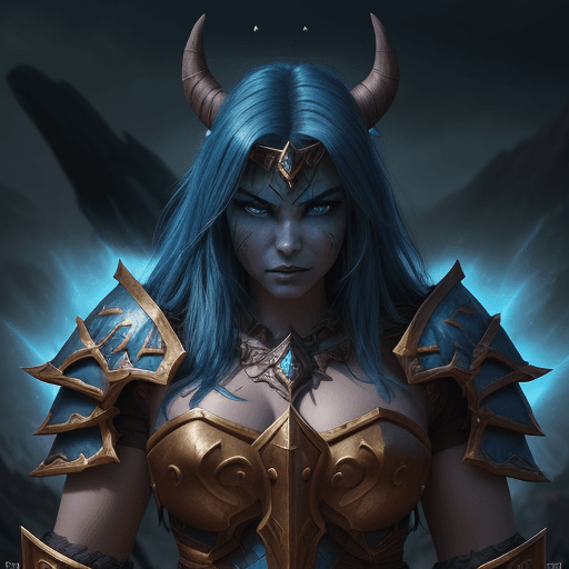 AI generated: World of Warcraft warrior, A proud and cunning appearance, in Orgrimmar, (Adorned in majestic plate ...