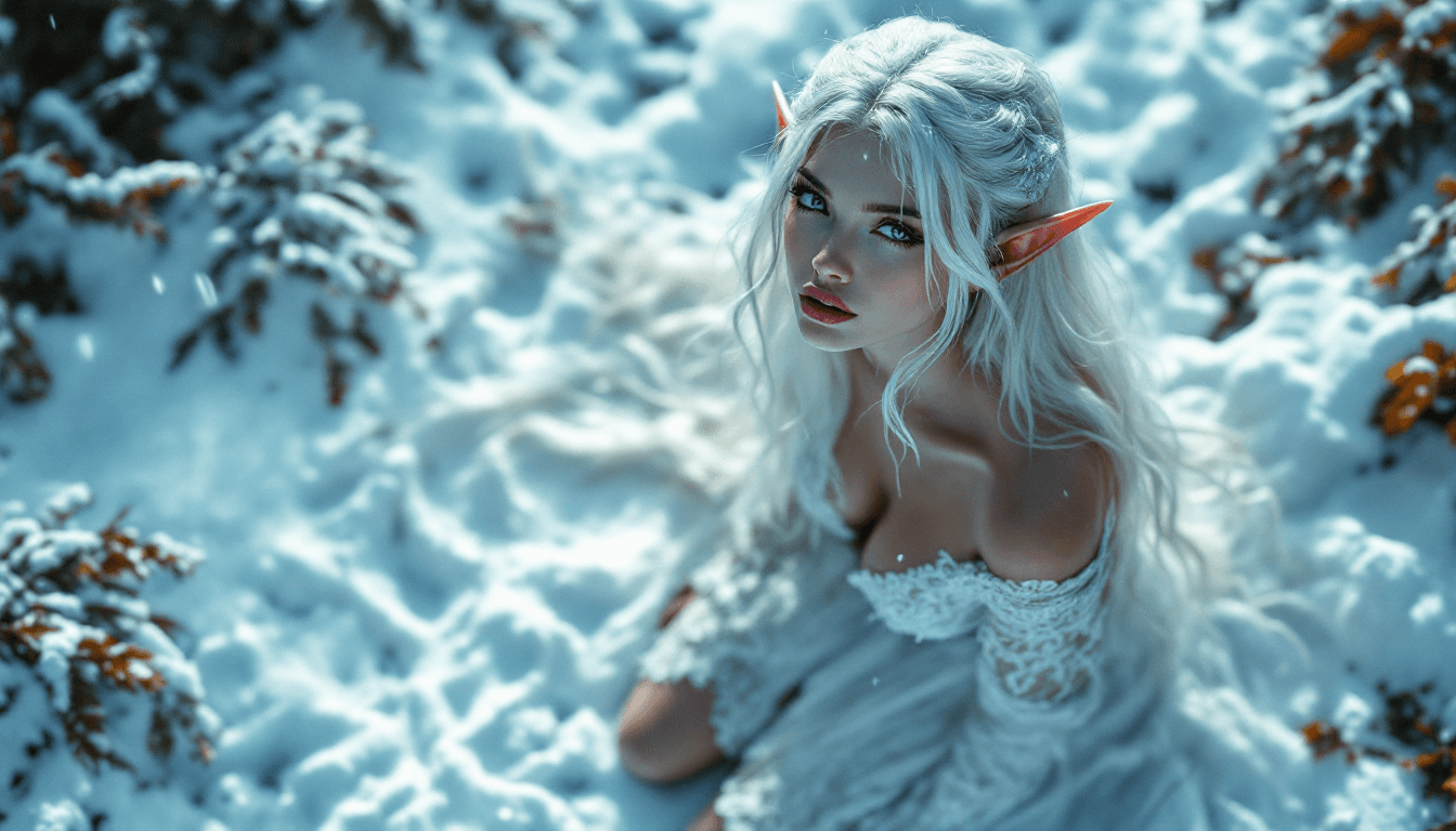 AI generated: elf girl. zelda. small elf ears. long platinum blonde hair. full lips. lips pressed together. beauti...
