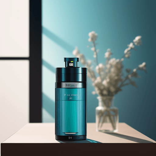 AI generated: photograph, productive view, cylinder podium with perfume, Sony A7R IV with a FE 50mm f/1.2 GM lens,...