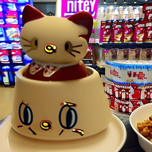 AI generated: Hello kitty vomiting glitter at golden corral 