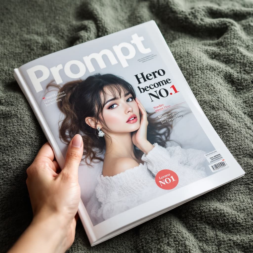 AI generated: The Magazine "Prompt", The cover page ,the headline is "PromptHero become NO.1 " and the cover lady ...