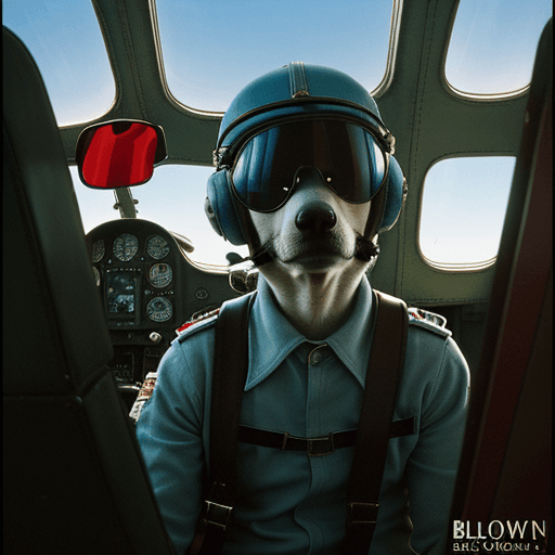 AI generated: High resolution photography interior design, Background with bluish rays. Snoopy is on the Red Baron...