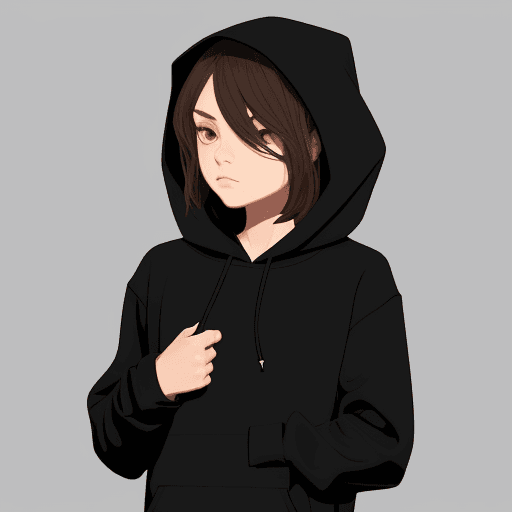AI generated: Imagine, A character wearing black hoodie, simple, vector, flat design, 