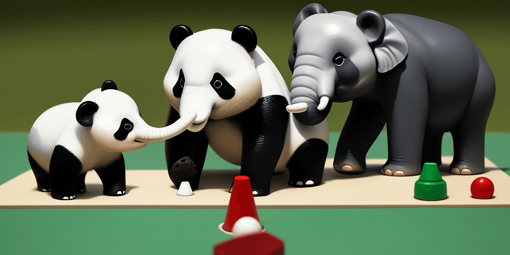 AI generated: UN PANDA ET UN ELEPHANT JOUE AUX ECHECS L'UN CONTRE L'AUTRE