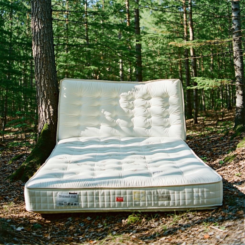 AI generated: 
take a photo with a recycled mattress in nature