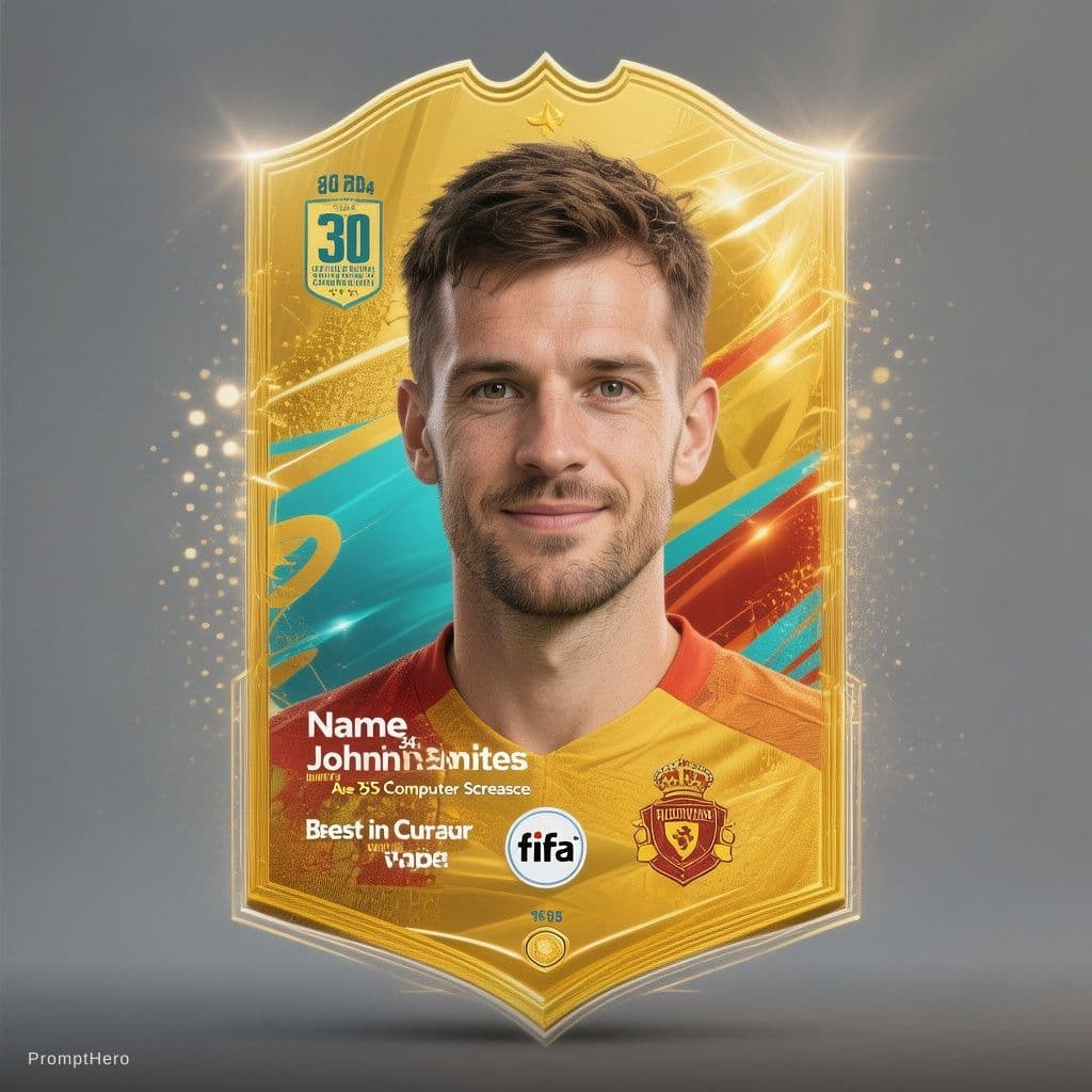 AI generated: Card of a 30 y.o. man with specific data table "Name John Smith Age 35 Best in Computer Science" BRE...