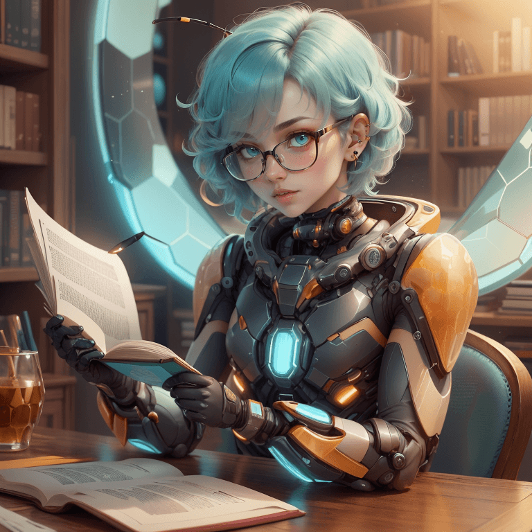 AI generated: <lora:HoneyTech-20:0.8>,honeytech, honey, scifi, straight hair , ears ,very short hair, black glasse...