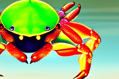 AI generated: mysterious crab, green background, comfortable scene

