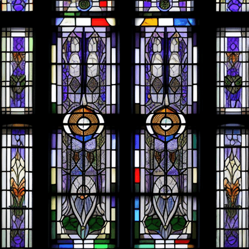 AI generated: the Tardis, in the style of detailed stained glass, Dr. Who, Gallifray, sparkling reflections, hyper...