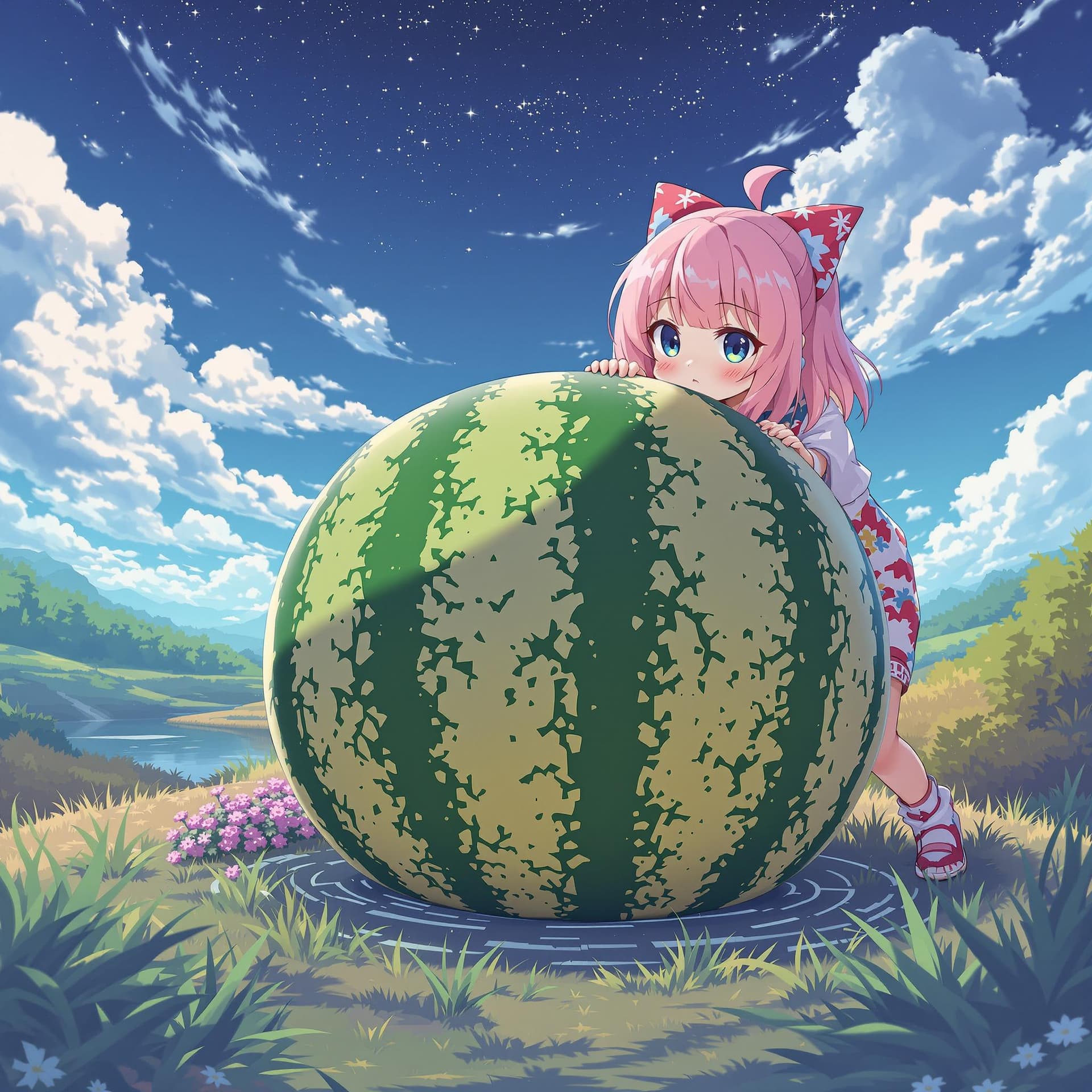 AI generated: anime girl 
big melon
