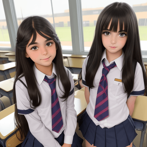 AI generated: pretty longhaired sissy boys in school uniform in classroom
