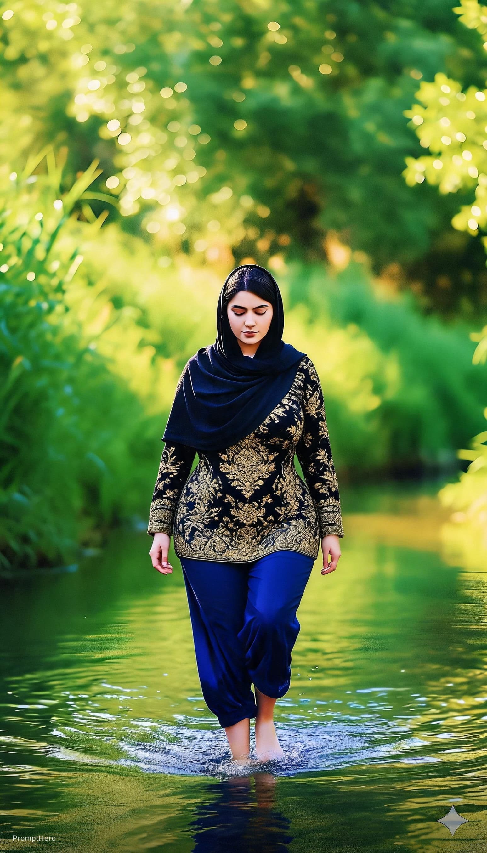 AI generated: The beautiful curvy pakistani big breast women wearing a  blouse.