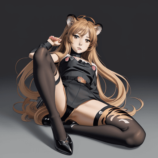 AI generated: masterpiece, taiga aisaka, cute face, anime, anime face, hands up, high detail body, low detail face...