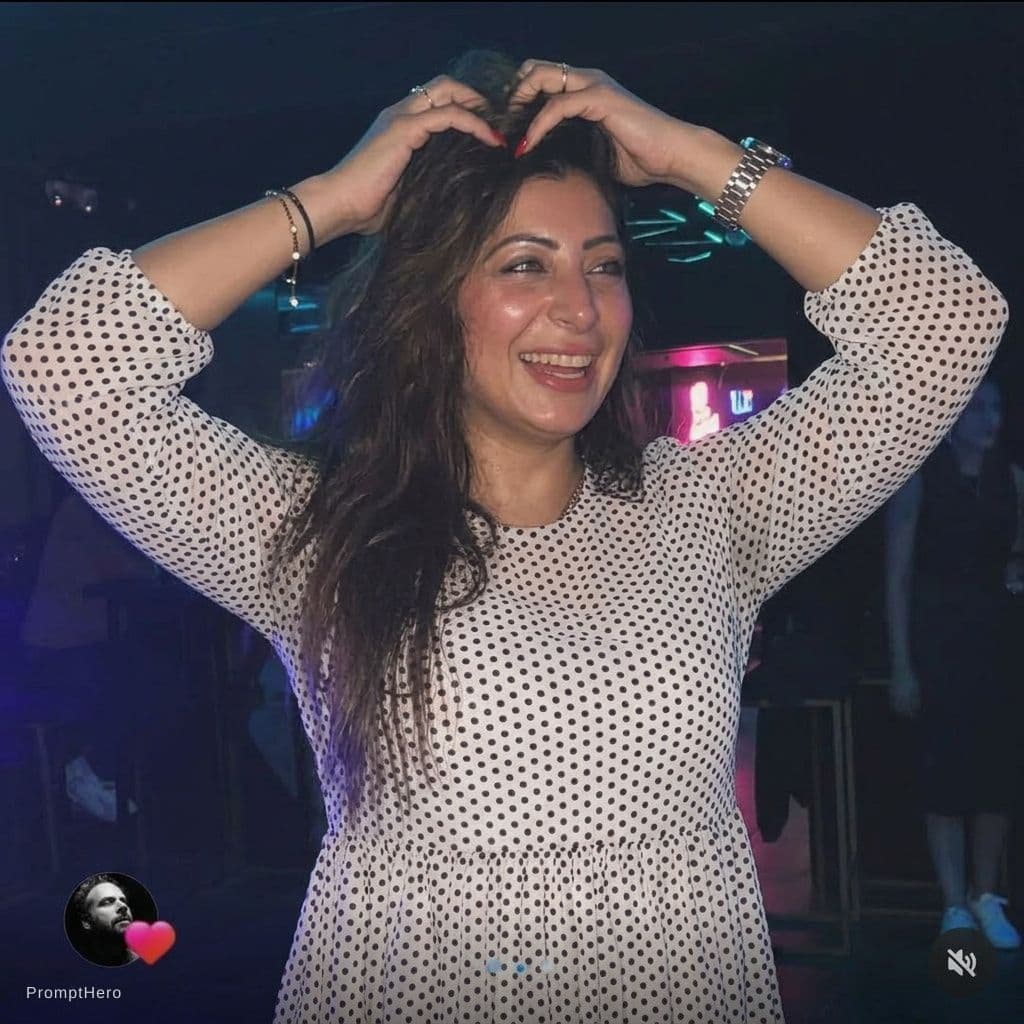 AI generated: I WANT THIS PICTURE TO RAISE BOTH HANDS ON HER HEAD AND ON HER HAIR AND HER BOTH ARMPITS SHOWING