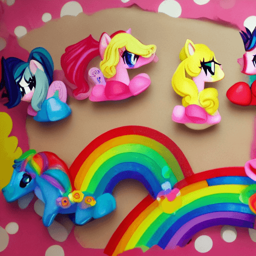 AI generated: Mischievous ponies and rainbows, extremely detailed