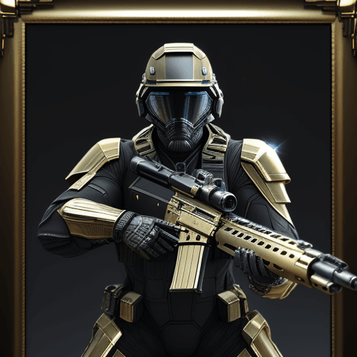 AI generated: Create a hyper-realistic, 3D-rendered gaming logo featuring a futuristic cinematic soldier in a blac...