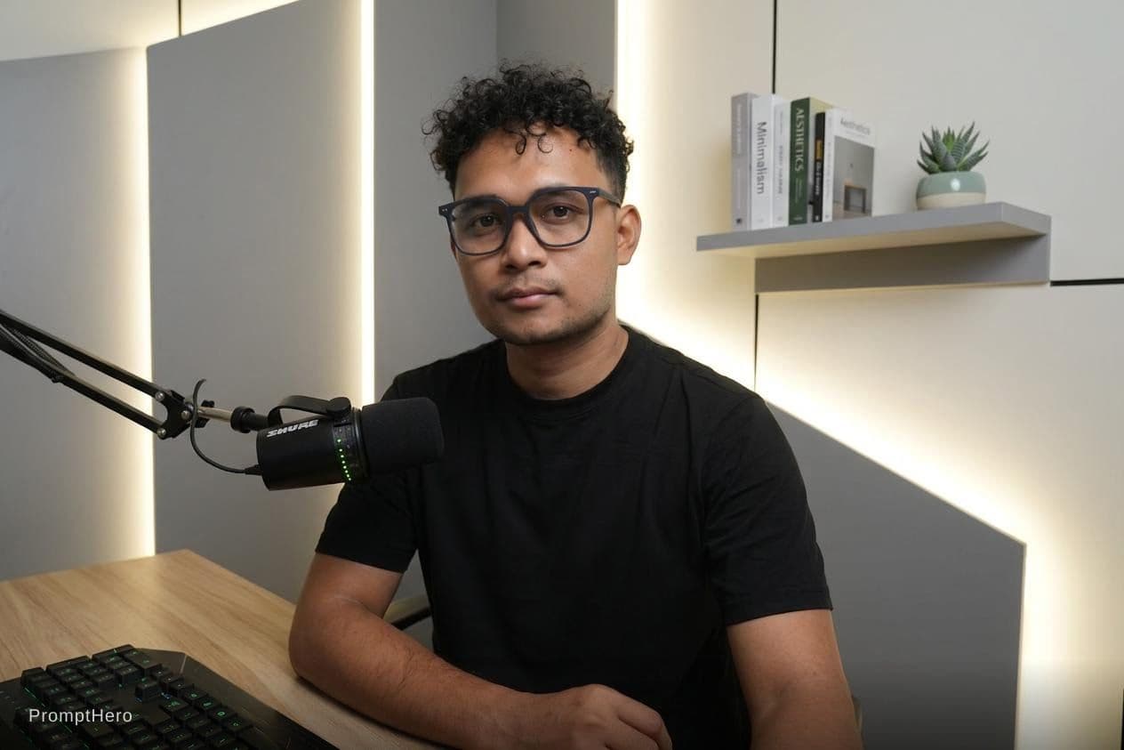 AI generated: edit my background and messy to the minimal room or studio