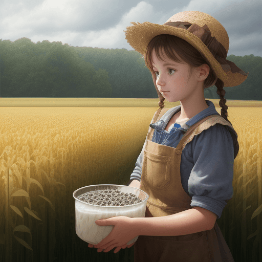 AI generated: a girl is learning how to harvest milk , high resolution, hyperrealistic and awardwinning 