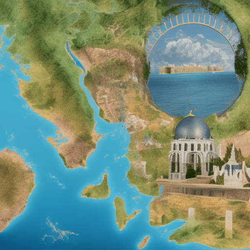 AI generated: Design a poster made up of 3 sections in landscape  , with a historical place names theme , the desi...