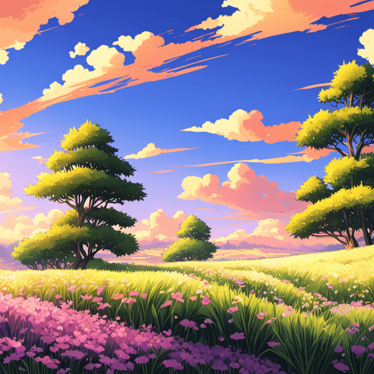 AI generated: A beautiful anime grass field landscape inspire form your name anime,fluffu clouds,high details