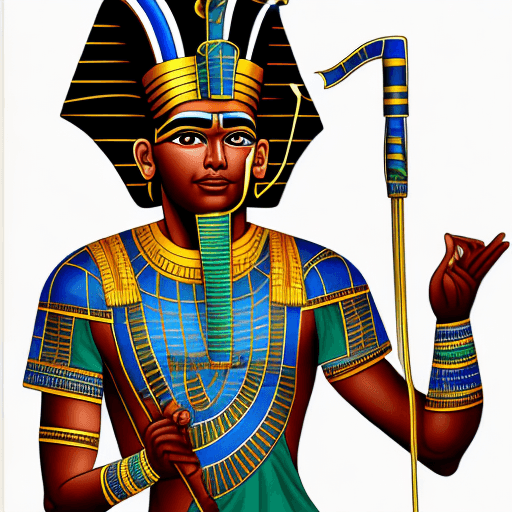 AI generated: egyptian god horus plays soccer and  mark a goal