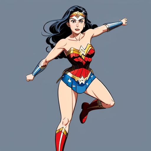 AI generated: wonder woman cartoon series, in the style of quirky character designs, navy, alastair magnaldo, full...